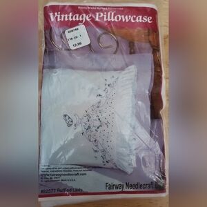 Embroidery Stamped Pillowcase with Floral Girl Design